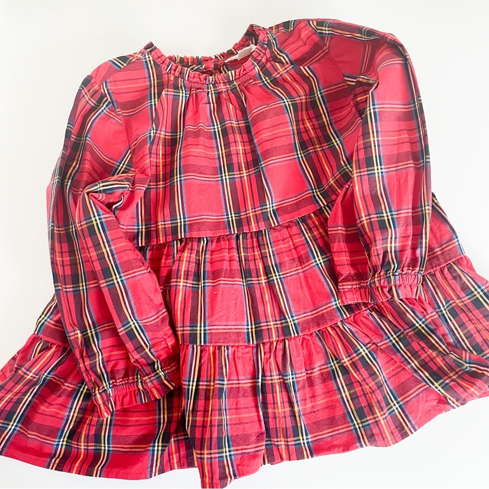 Crewcuts Girls Size 5 plaid Long Sleeve Top Red